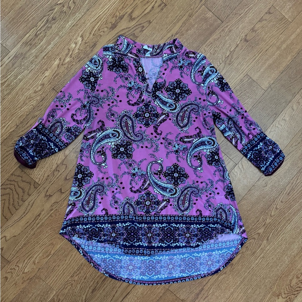 Honeyme Pink and Black Paisley Blouse